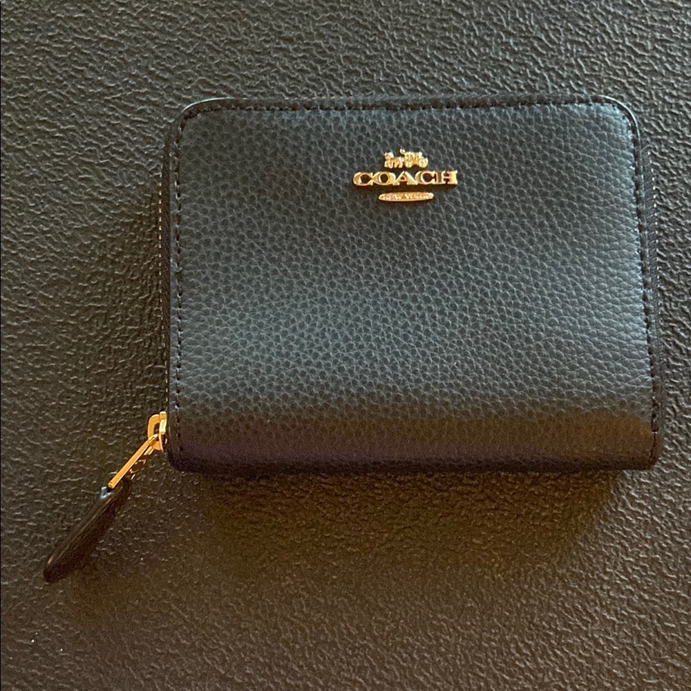 Coach Black Leather Compact Wallet